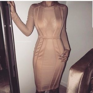 Nude Mesh BodyCon Dress